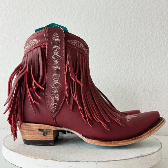 Lane SENITA FALLS Womens Cowboy Bootie 7.5 Red Fringe Western Short Cowgirl Boot - Picture 2 of 11